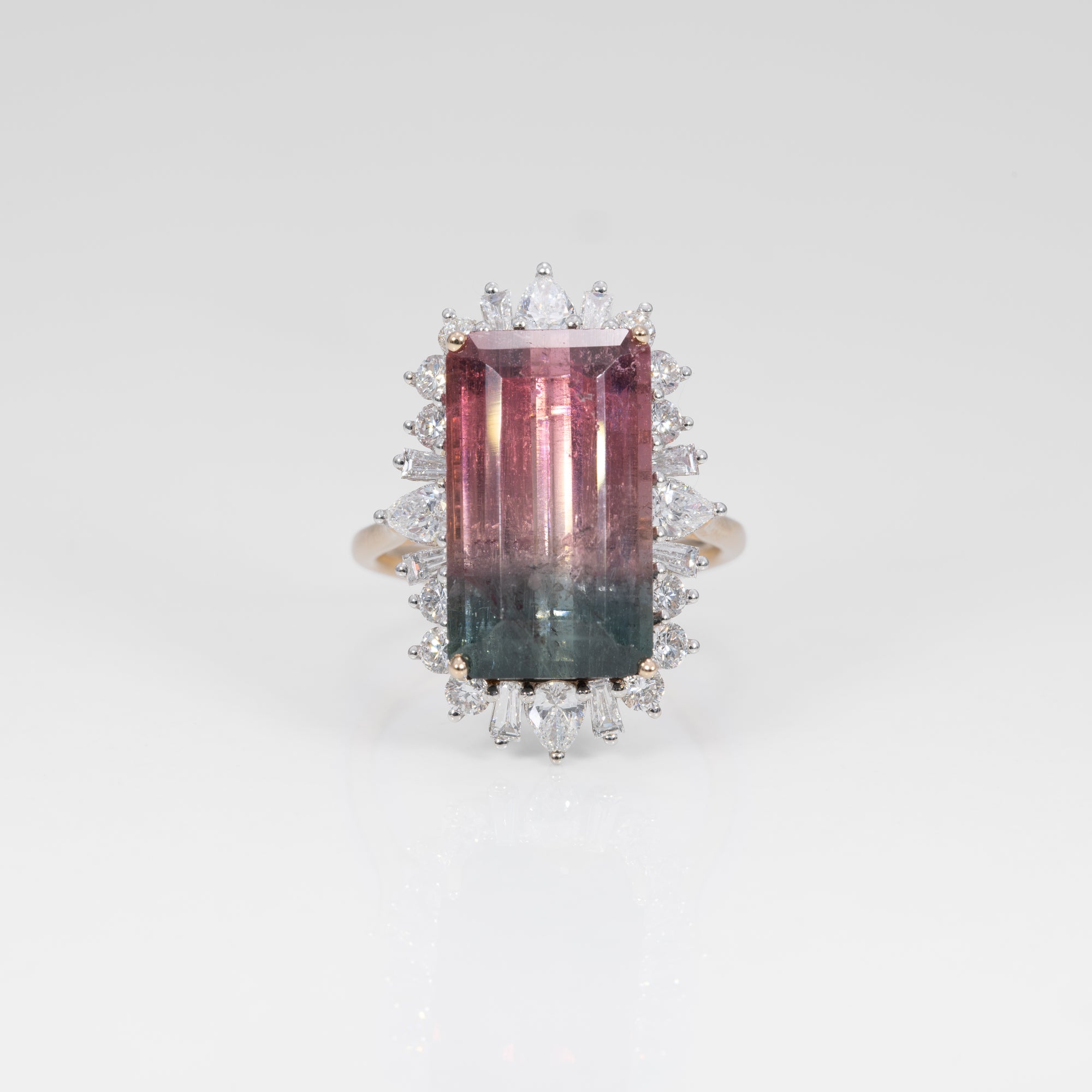 14K white & yellow gold bi-color tourmaline ring