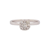 Evren Solid 14k White Gold Diamond Ring with Natural Diamonds Accents, Round 6.5mm