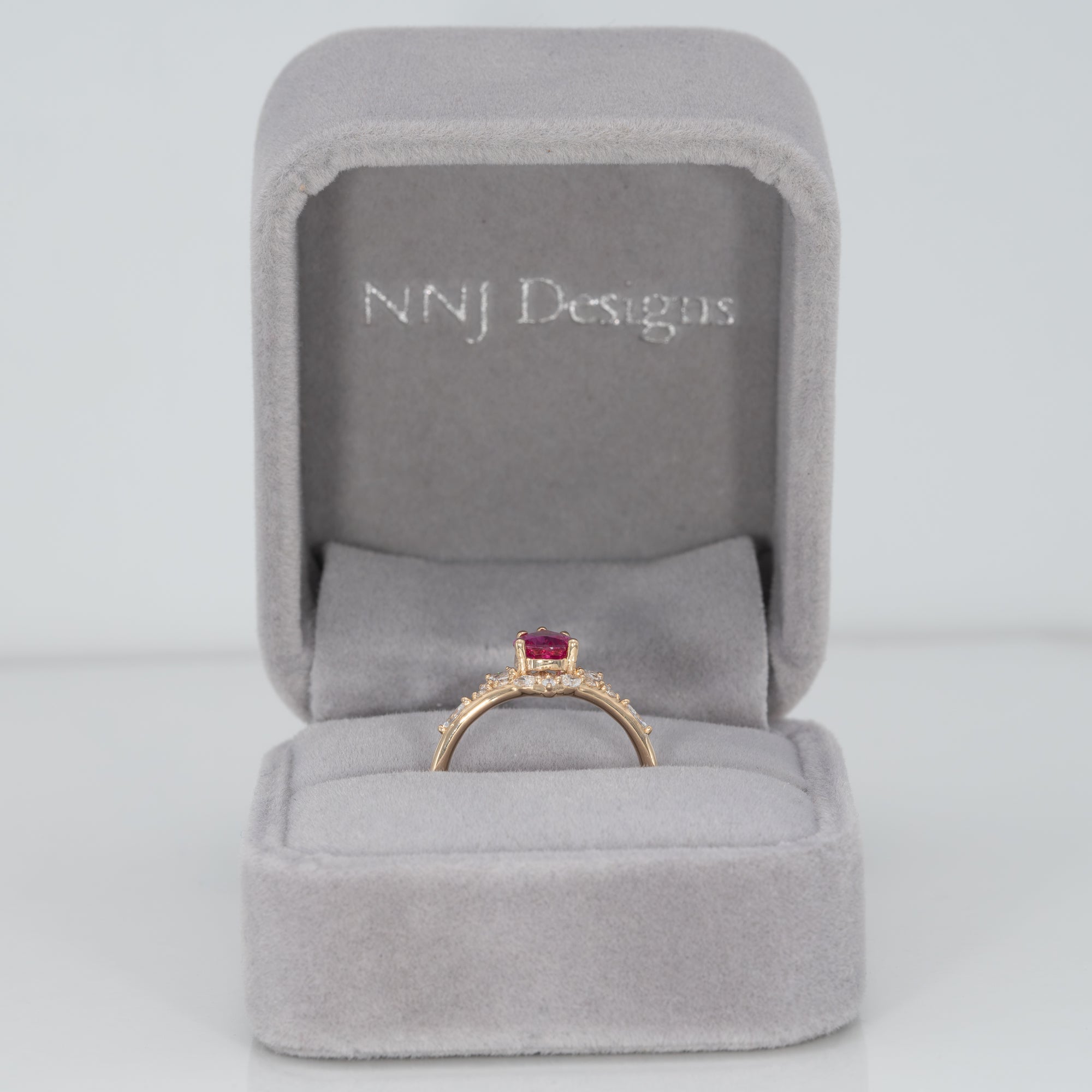 14K yellow gold pink sapphire ring