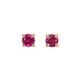 3mm Round - 14K Solid Gold Madagascar Pink Tourmaline Solitaire Studs
