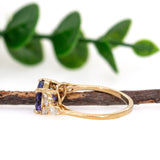 Prishi 14K Yellow Gold Tanzanite Diamond Ring | Round 8mm