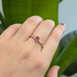 Akshita 14K Yellow Gold Madagascar Pink Spinel Diamond Ring | Round 4mm