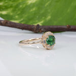 14K yellow gold tsavorite garnet ring with diamond accents