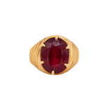 Estate 22K Solid Yellow Gold Ruby Ring | Oval 15x12mm