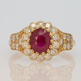 1.5ct Burma Ruby Ring with Earth-Mined Diamond Accents in Solid 14K Gold – Elegant 7x6mm Fine Gemstone Statement Ring