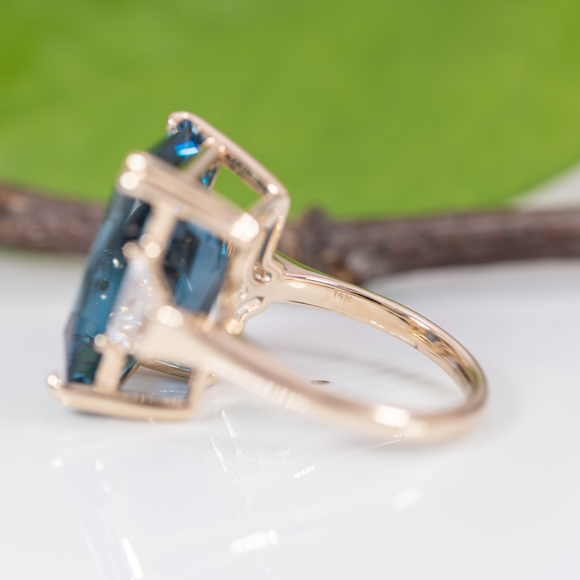 14K yellow gold london blue topaz ring