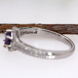 Aura 14K Solid White Gold Purple Sapphire and Natural Diamonds Ring | PE 6x4mm