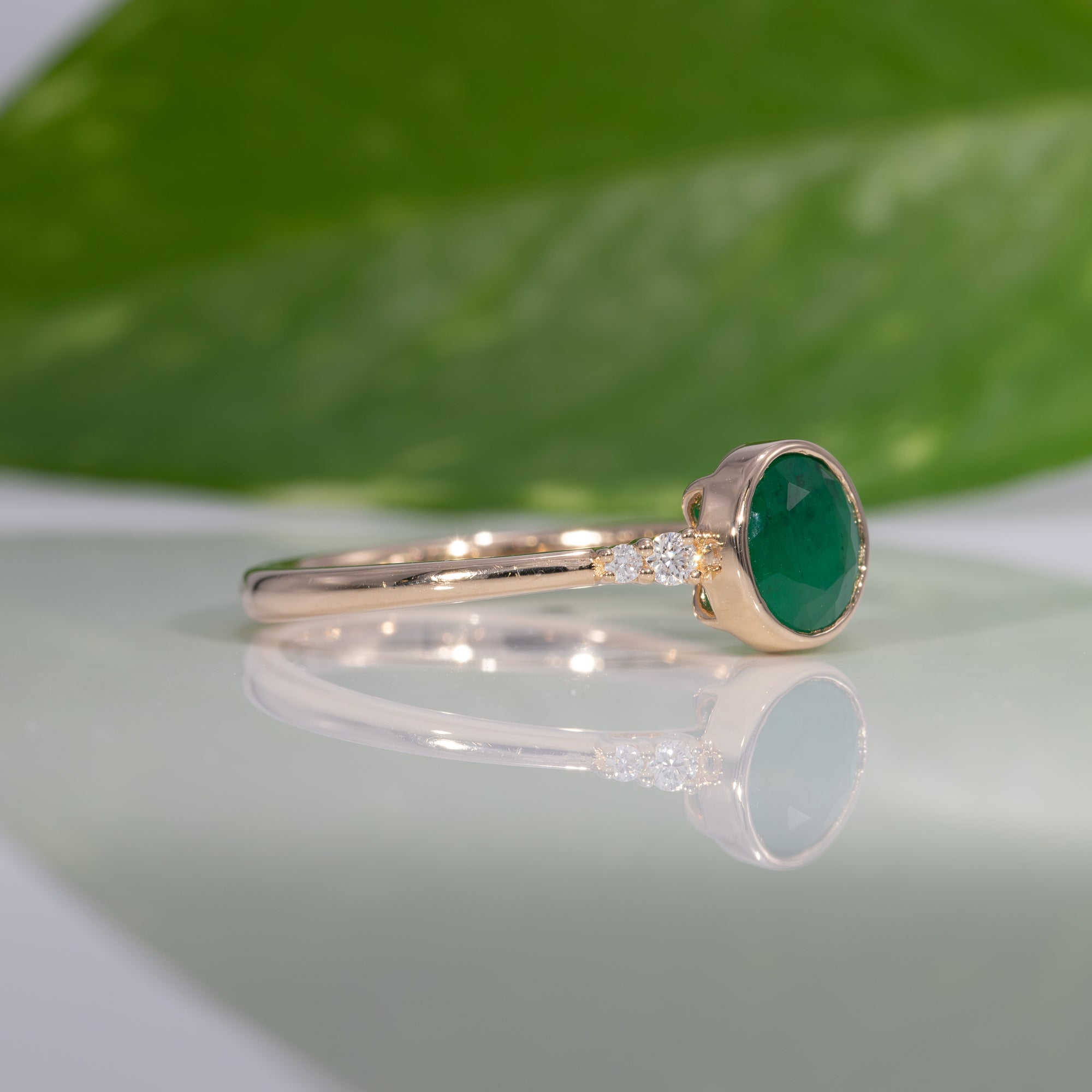 14K Yellow Gold Zambian Emerald Ring