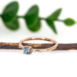 Ruhanika 14K Rose Gold Aquamarine Diamond Ring | Round 4mm