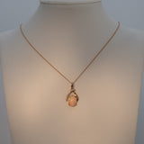 Ethiopian Opal Pendant Necklace with Earth Mined Diamond Accents in Solid 14K Gold – Oval 10x8mm Gemstone