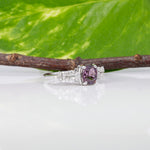 14K white gold purple spinel ring with diamond accents