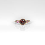 14K yellow gold red spinel ring with pink sapphire accents