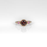 14K yellow gold red spinel ring with pink sapphire accents