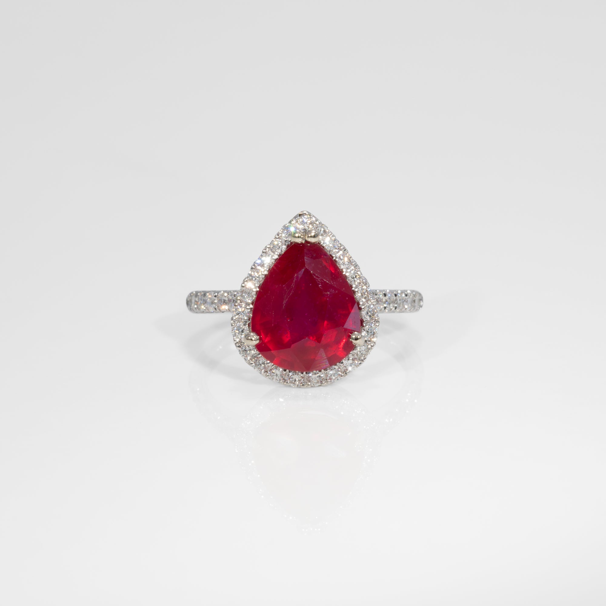 14K white gold madagascar ruby ring