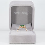 14K yellow gold tsavorite garnet ring with diamond accents