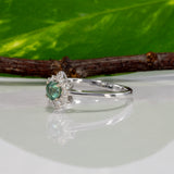 14K white gold alexandrite ring with diamond accents