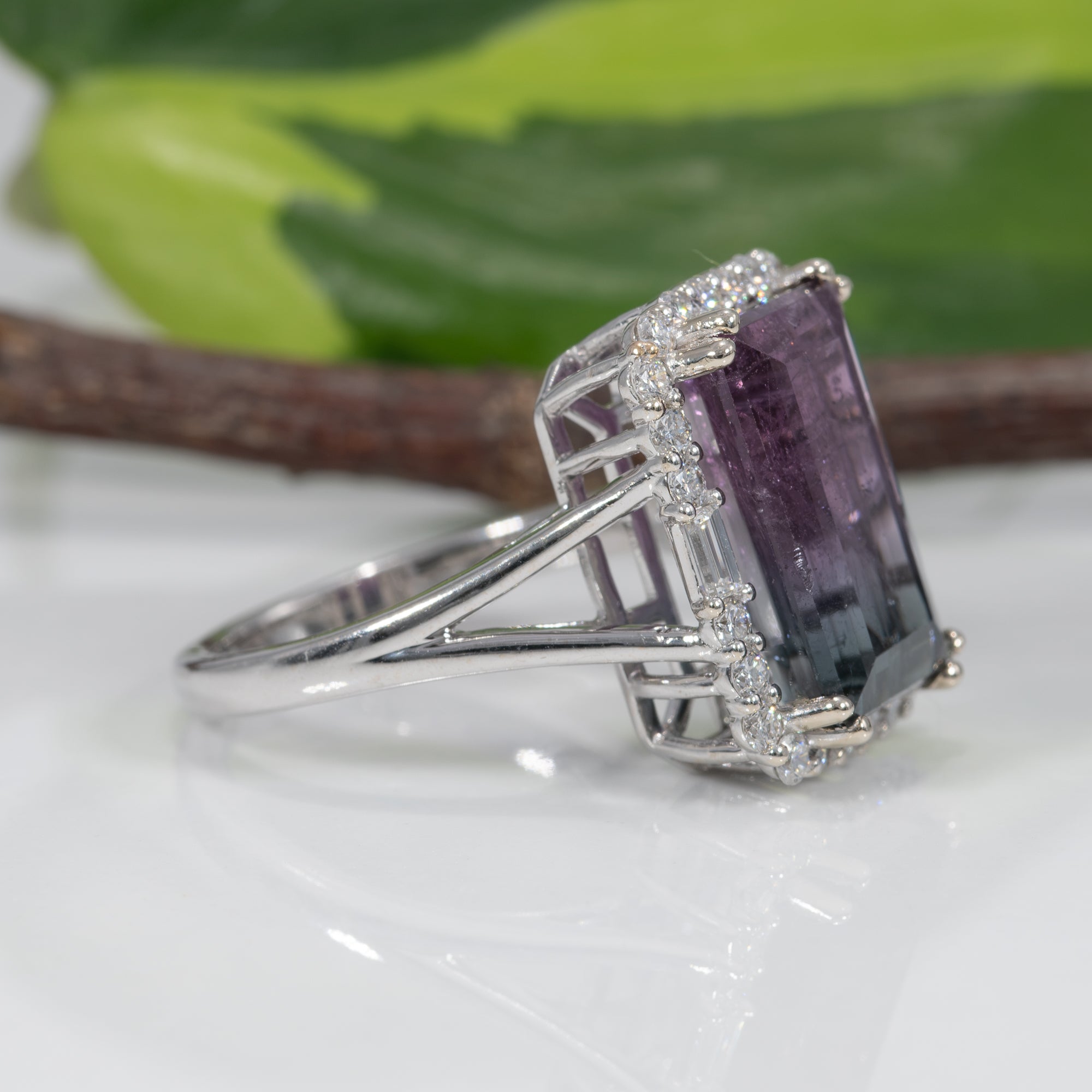 14K white gold bi-color tourmaline ring