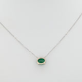 1.2Ct Zambian Emerald Pendant Necklace in Solid 14K Gold with Attached Chain – Oval 8x6mm Emerald
