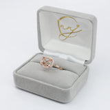Lovely East West Oval Ring Semi Mount with a Halo of Natural Diamond Accents in Solid 14k Gold | Oval Shape | Customizable