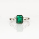 Aliza Zambian Emerald Ring with Natural Diamonds Accents: 14k Solid Gold, Emerald 8x6mm