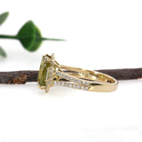 Adhya 14K Yellow Gold 3.63cts Sphene Diamond Ring | Cushion Cut 9x7mm