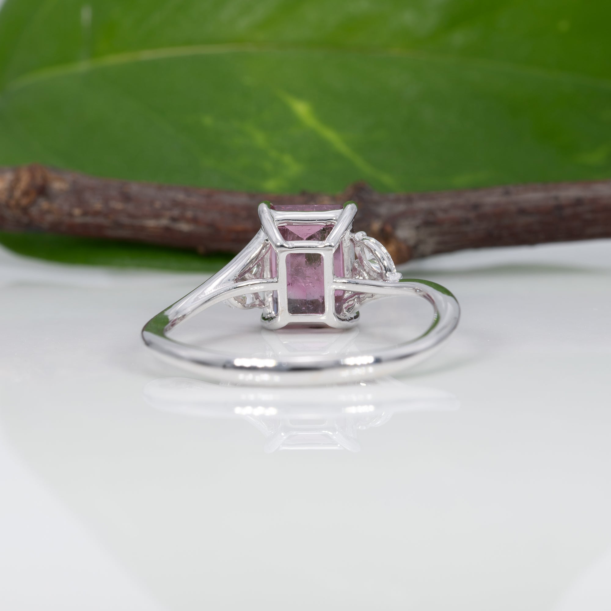 14K white gold bi-color tourmaline ring