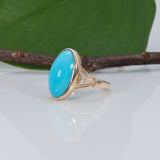 14K yellow gold sleeping beauty turquoise ring
