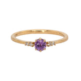 Vanshi 14k Yellow Gold Purple Sapphire and Diamonds Ring  | Round 4mm