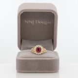 1.5ct Burma Ruby Ring with Earth-Mined Diamond Accents in Solid 14K Gold – Elegant 7x6mm Fine Gemstone Statement Ring