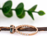 Manvi 14K Rose Gold Blue Diamond and White Diamond Ring | Round 6.45mm