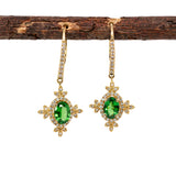 Charmi 14K Yellow Gold Tsavorite Garnet Diamond Earrings | Oval Shape 7.2x5.2mm