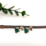 Lyila 14K Gold 1.4cts Emerald Solitaire Stud Earrings | Oval 7x5mm