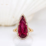 Divi 14K Yellow Gold Rubellite Tourmaline and Diamond Ring