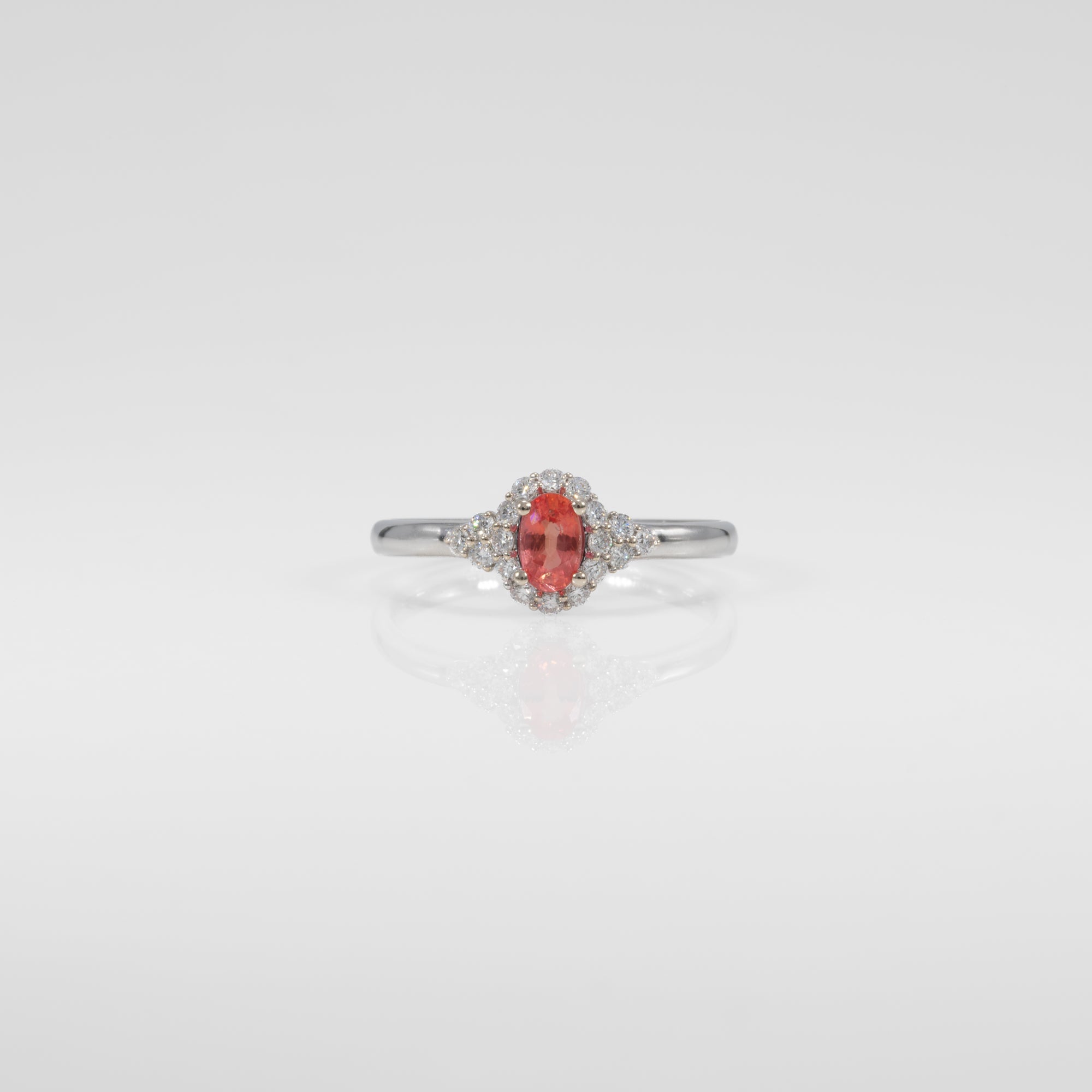 14K white gold padparadscha sapphire ring