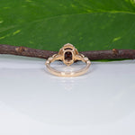 14K yellow gold red spinel ring with diamond accents