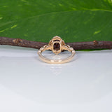 14K yellow gold red spinel ring with diamond accents