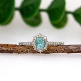Linda 14K Solid White Gold Afghan Tourmaline and Diamond Ring | OV 5x4mm