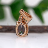 Minara Solid 14k Rose Gold Morganite Pendant with Natural Diamonds Accents, Oval 8x6mm