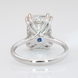 5Ct lab diamond Ring with Sapphire Accent and Lab Diamonds Halo: Solid 14K Gold