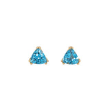 Hazel Swiss Topaz Solitaire Stud Earrings: 14k Solid Gold, Trillion 4mm