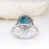 Rossana 14K White Gold London Blue Topaz Diamond Ring | Round 10mm