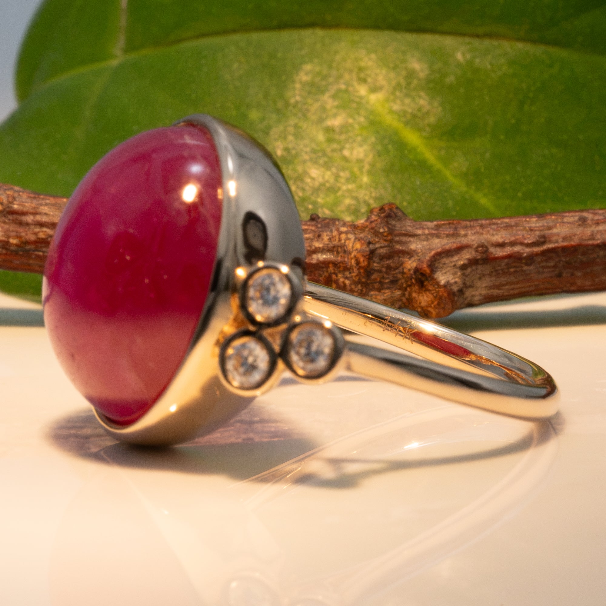 14K yellow gold star ruby ring