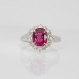 Robin Solid 14K Gold 1.5ct Rubellite Garnet Ring with Natural Diamond Accent, 8.4x7mm