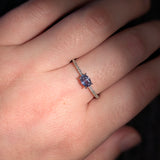 Eleanora Alexandrite Ring with Natural Diamonds Accents: Solid 14k White Gold, Oval 5x4mm