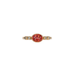 14K yellow gold padparadscha sapphire oval ring with diamond accents
