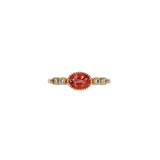 14K yellow gold padparadscha sapphire oval ring with diamond accents