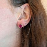 Madagascar Ruby Solitaire Stud Earrings in Solid 14K Gold – Emerald Cut 7x5mm to 10x8mm Custom Sizes, Natural Ruby Fine Jewelry Earrings