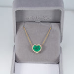 14K yellow gold colombian emerald pendant with diamond accents