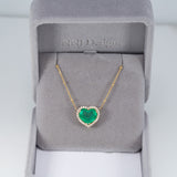 14K yellow gold colombian emerald pendant with diamond accents