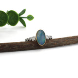 Jigisha 14K White and Yellow Gold Boulder Opal Diamond Accents Ring | 11x7mm